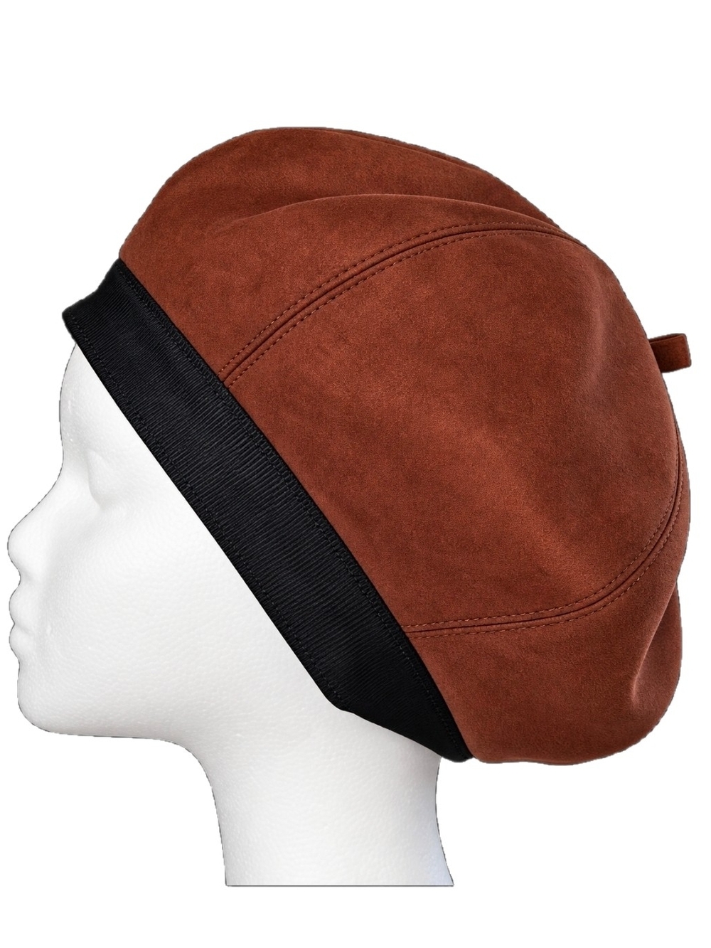 NWT Chic Brown suede beret with black trim O/S Windsor